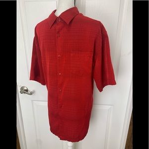 HAVANERA Mens Size XL Red Button Front Short Sleeve Cuban Hawaiian Beach Shirt